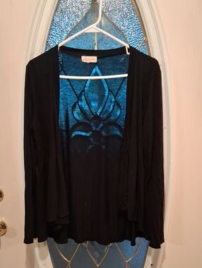 Urban Girl Nites Black Open-Front Draped Cardigan